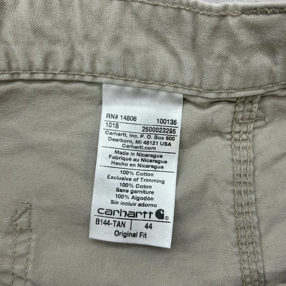 Carhartt Carpenter Shorts Mens 44 Tan B144-TAN Original Fit Canvas Workwear